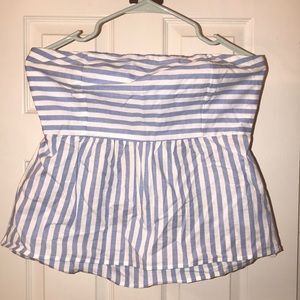 Strapless Striped Blue and White Top